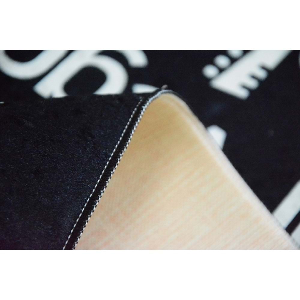 İpekyün Halı Mutfak Halısı-tezgah Önu Halısı Kaymaz Deri Taban Yıkanabilir - Siyah - 100x300